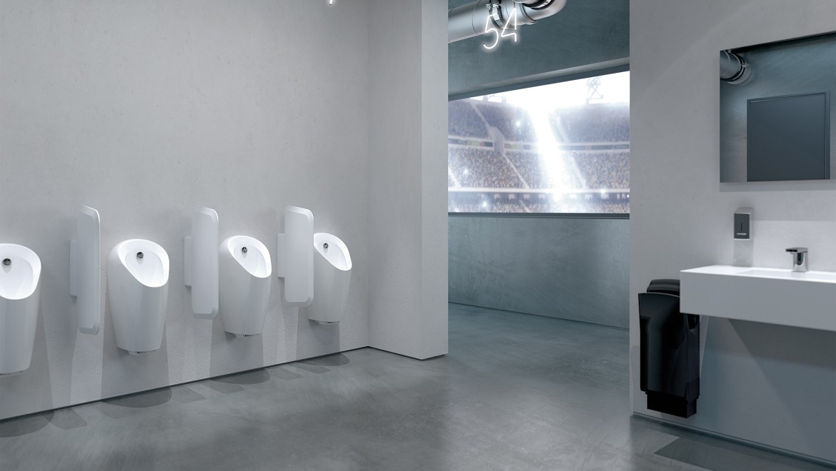 Geberit Urinal Selva in öffentlicher Sanitäranlage