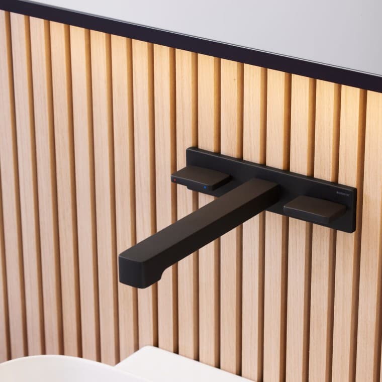 Geberit ONE Wandarmatur eckiges Design schwarz matt Geberit ONE Wandarmatur eckiges Design schwarz matt